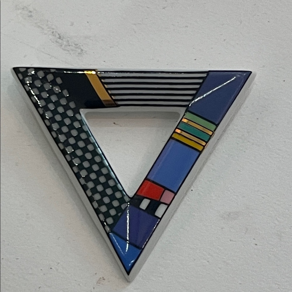 Rosenthal Studio-Line White Porcelain /enamel Piece GEOMETRIC, clean brooch,